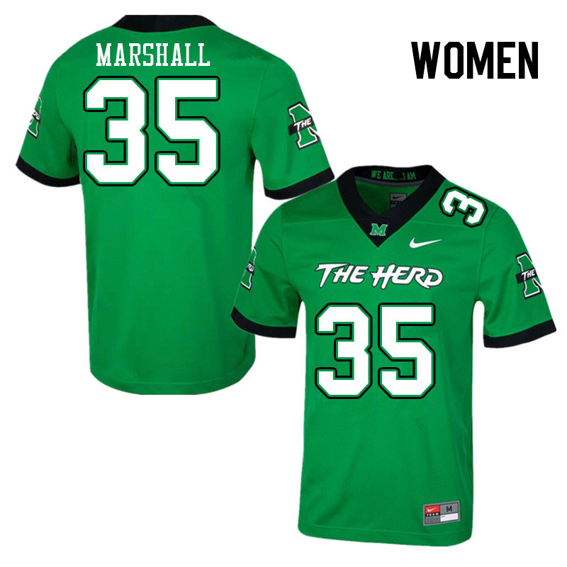 Women #35 Jackson Marshall Marshall Thundering Herd College Football Jerseys Stitched-Green